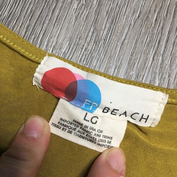 Free People Beach Miami Ruched Mini Dress Tea Leaf V Neck Party Mini Dress L - Picture 12 of 13